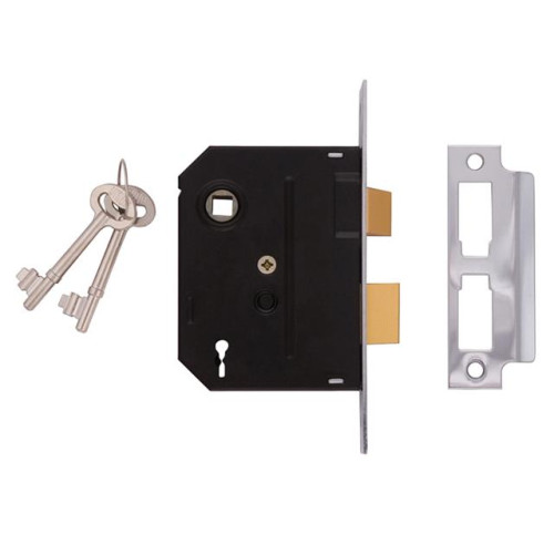 Mortice Door Latches in Brushed Chrome - 76mm Overall / 57mm