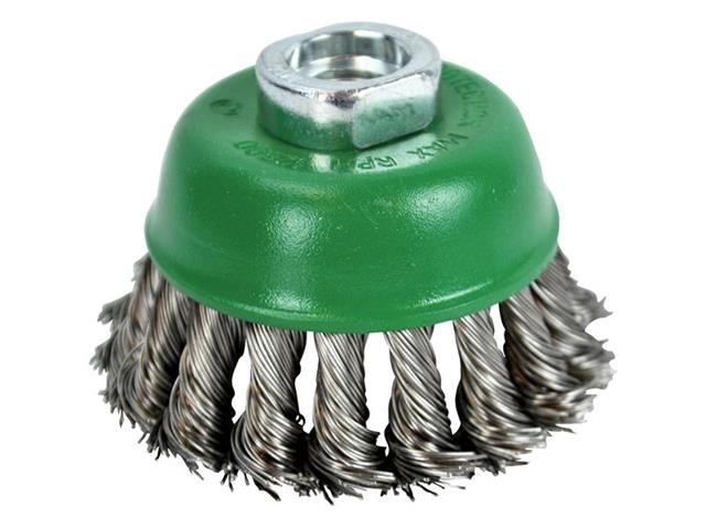 Stalbridge Building Supplies Ltd - Faithfull Wire Cup Brush Twist Knot 65mm  M14x2, 0.50mm Stainless Steel Wire